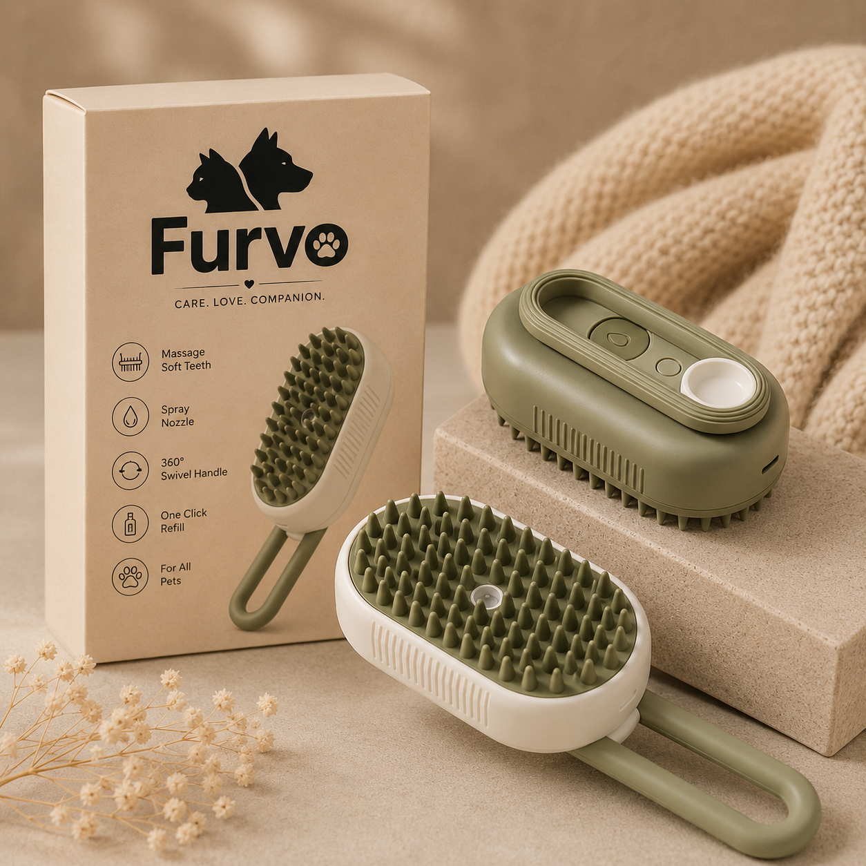 FurFree™ Self-Cleaning Pet Brush | Furvvy
