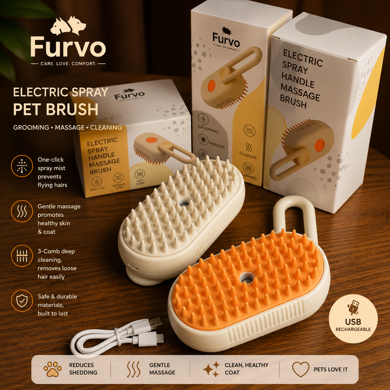 FurFree™ Self-Cleaning Pet Brush | Furvvy