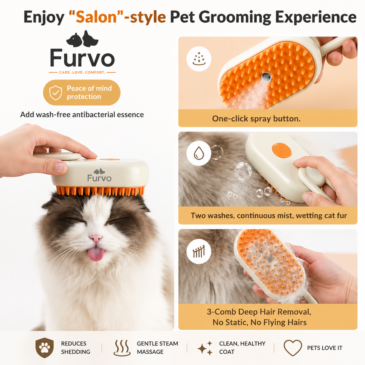 FurFree™ Self-Cleaning Pet Brush | Furvvy