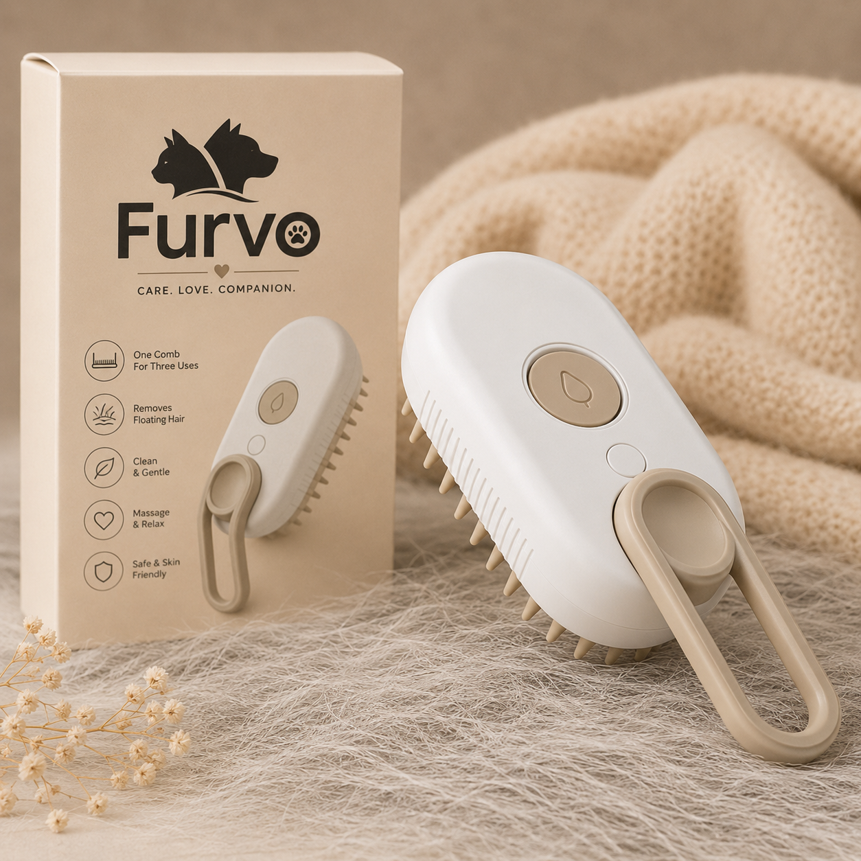 FurFree™ Self-Cleaning Pet Brush | Furvvy