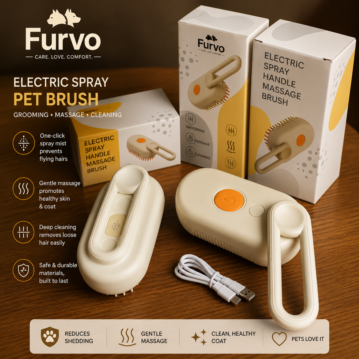 FurFree™ Self-Cleaning Pet Brush | Furvvy